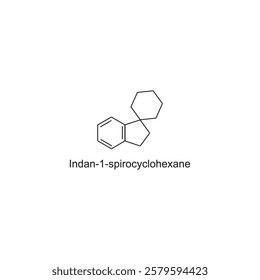 Indan-1-spirocyclohexane skeletal structure.Polycyclic Aromatic Hydrocarbon compound schematic illustration. Simple diagram, chemical structure.