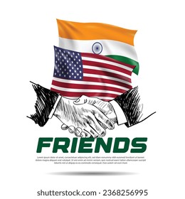 Indea, United Kingdom Friendship Flag handshake. Vector