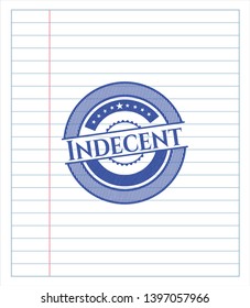 Indecent draw with pen effect. Blue ink. Vector Illustration. Detailed.