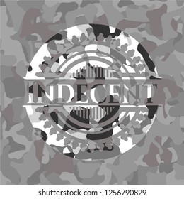 Indecent on grey camouflage pattern