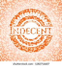Indecent orange mosaic emblem with background