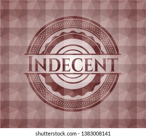 Indecent red badge with geometric pattern. Seamless.