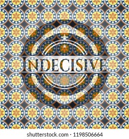 Indecisive arabic style badge. Arabesque decoration.