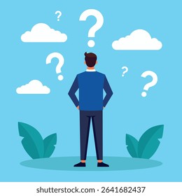 Indecisive manager cannot make decision or choosing choices. Vector flat illustration