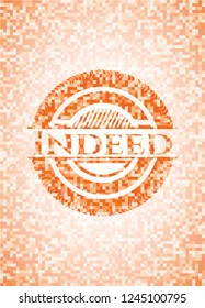 Indeed abstract orange mosaic emblem with background