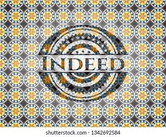 Indeed arabic style badge. Arabesque decoration.
