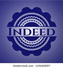 Indeed emblem with jean background