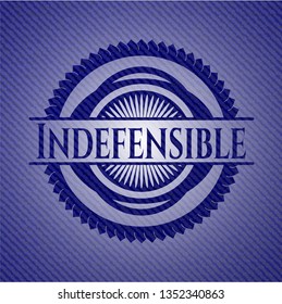 Indefensible badge with denim texture
