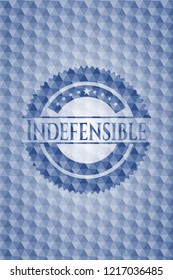 Indefensible blue hexagon emblem.
