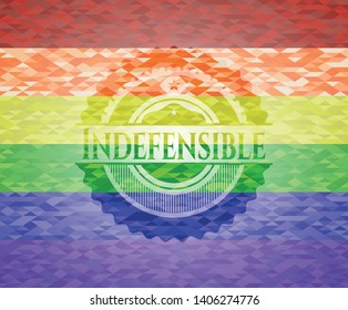 Indefensible lgbt colors emblem. Vector Illustration. Mosaic.