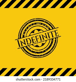 Indefinite black grunge emblem inside yellow warning sign. Vector Illustration. Detailed. 