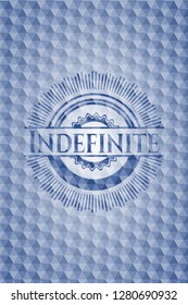 Indefinite blue emblem or badge with abstract geometric pattern background.
