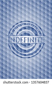 Indefinite blue emblem or badge with abstract geometric pattern background.