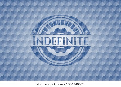 Indefinite blue emblem or badge with abstract geometric pattern background. Vector Illustration. Detailed.
