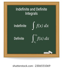 Indefinite and Definite Integrals. Algebra. Symbol. Math. Vector illustration.