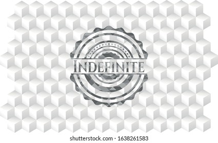 Indefinite grey emblem with geometric cube white background