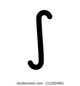 Indefinite integral symbol glyph icon. Silhouette symbol. Negative space. Vector isolated illustration
