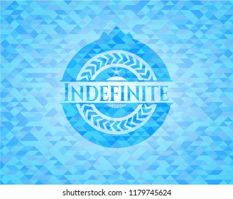 Indefinite sky blue emblem with triangle mosaic background