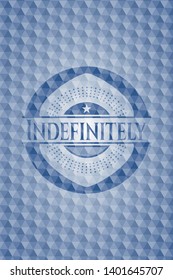 Indefinitely blue emblem with geometric background. Vector Illustration. Detailed.