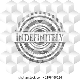 Indefinitely grey emblem with geometric cube white background