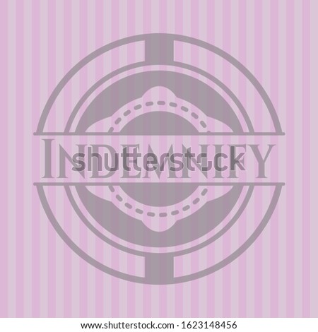 Indemnify badge with pink background. Vector Illustration. Detailed.