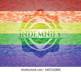 Indemnify lgbt colors emblem. Vector Illustration. Mosaic.