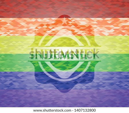 Indemnify lgbt colors emblem. Vector Illustration. Mosaic.