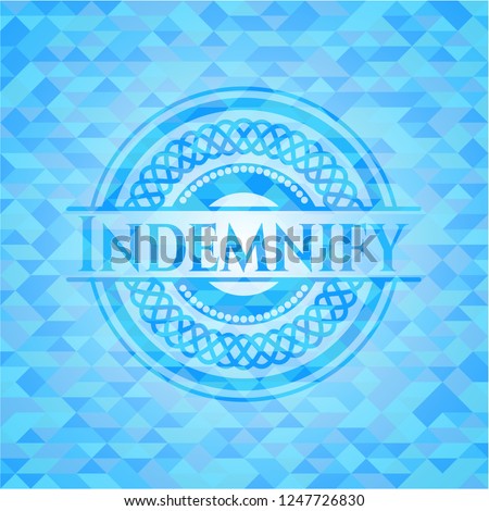 Indemnify light blue emblem with mosaic background