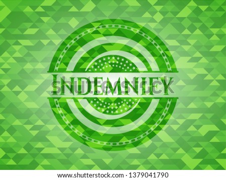 Indemnify realistic green mosaic emblem