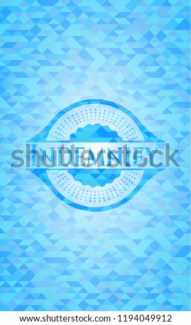 Indemnify sky blue emblem. Mosaic background