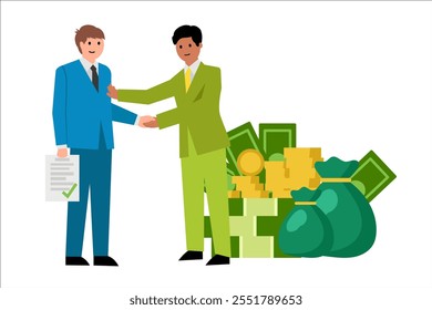 Indemnity, the amount of money will be paid. Vector simple color flat illustration.