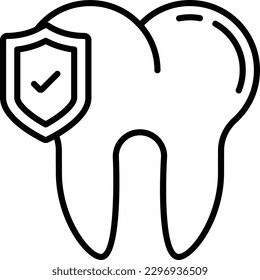 Indemnity Plans concept, Teeth with shield vector icon design, Dentistry symbol,Health Care sign, Dental instrument stock illustration 