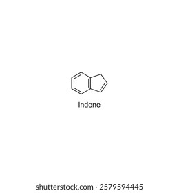 Indene skeletal structure.Polycyclic Aromatic Hydrocarbon compound schematic illustration. Simple diagram, chemical structure.