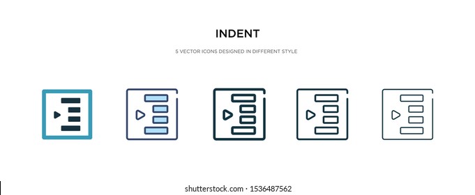 indent icon in different style vector illustration. two colored and black indent vector icons designed in filled, outline, line and stroke style can be used for web, mobile, ui