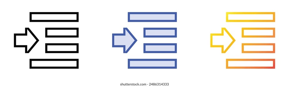 indent icon. Linear, Blue Fill and Gradient Style Design Isolated On White Background