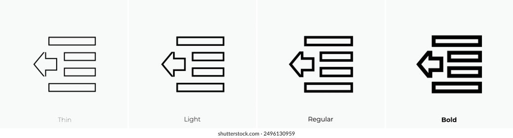 indent icon. Thin, Light Regular And Bold style design isolated on white background