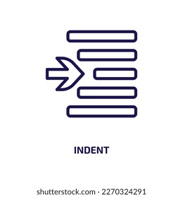 indent icon from user interface collection. Thin linear indent, text, button outline icon isolated on white background. Line vector indent sign, symbol for web and mobile