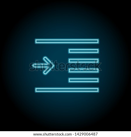 indent, text neon icon. Simple thin line, outline vector of Text editor icons for UI and UX, website or mobile application