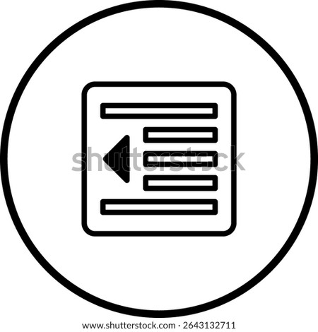 Indentation icon with left arrow, symbolizing text alignment adjustment feature