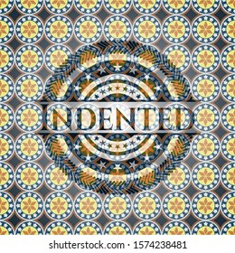 Indented arabic badge background. Arabesque decoration.