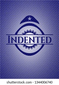 Indented badge with denim texture