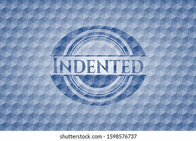 Indented blue hexagon emblem. Vector Illustration. Detailed.