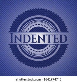 Indented emblem with jean texture. Vector Illustration. Detailed.