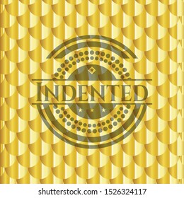 Indented gold emblem. Scales pattern. Vector Illustration. Detailed.