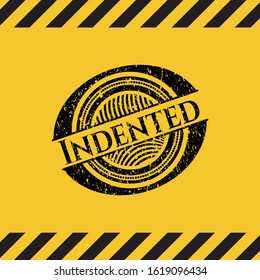 Indented grunge warning sign emblem. Vector Illustration. Detailed.