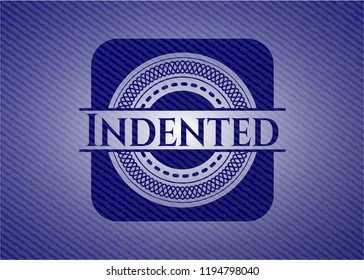 Indented jean or denim emblem or badge background