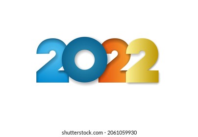 Indented and protruding multicolored numbers 2022 