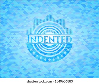 Indented realistic light blue mosaic emblem