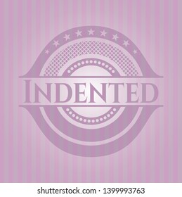 Indented realistic pink emblem. Vector Illustration. Detailed.