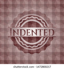 Indented red seamless geometric pattern emblem. Seamless.